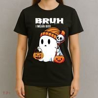Halloween Bruh I Mean Boo Ghost Funny T-Shirt thumb 4