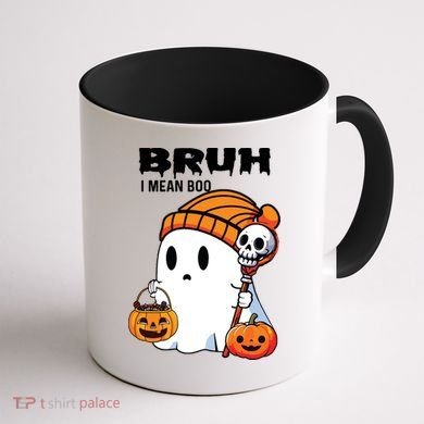 Halloween Bruh I Mean Boo Ghost Funny Coffee Mug back