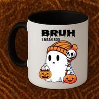 Halloween Bruh I Mean Boo Ghost Funny Coffee Mug thumb 2