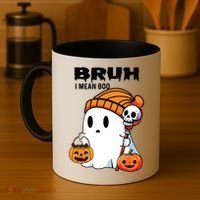 Halloween Bruh I Mean Boo Ghost Funny Coffee Mug thumb 4