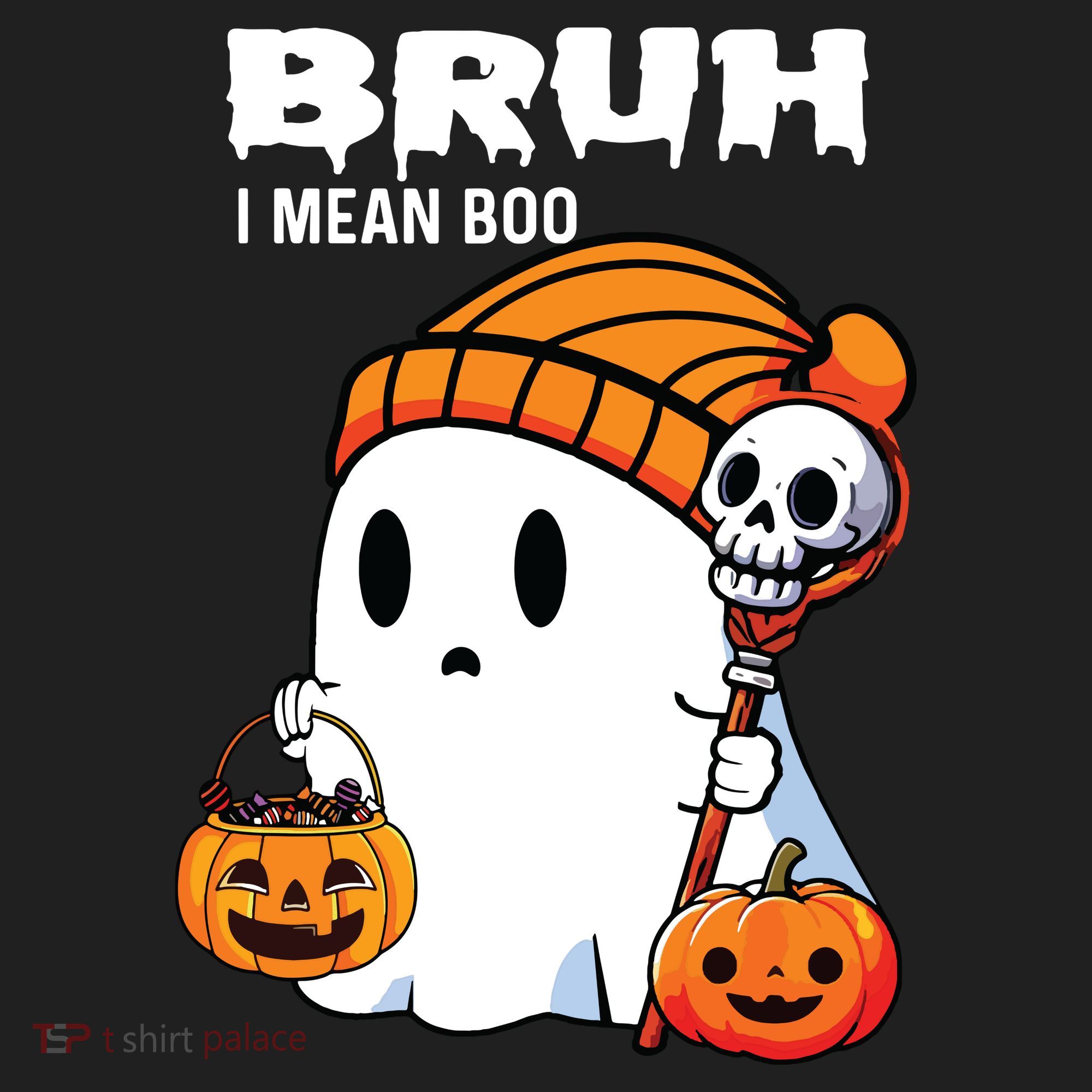 Halloween Bruh I Mean Boo Ghost Funny Beanie