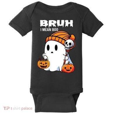 Halloween Bruh I Mean Boo Ghost Funny Baby Bodysuit
