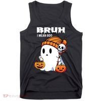 Halloween Bruh I Mean Boo Ghost Funny Tank Top thumb 0