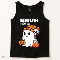 Halloween Bruh I Mean Boo Ghost Funny Tank Top thumb 2