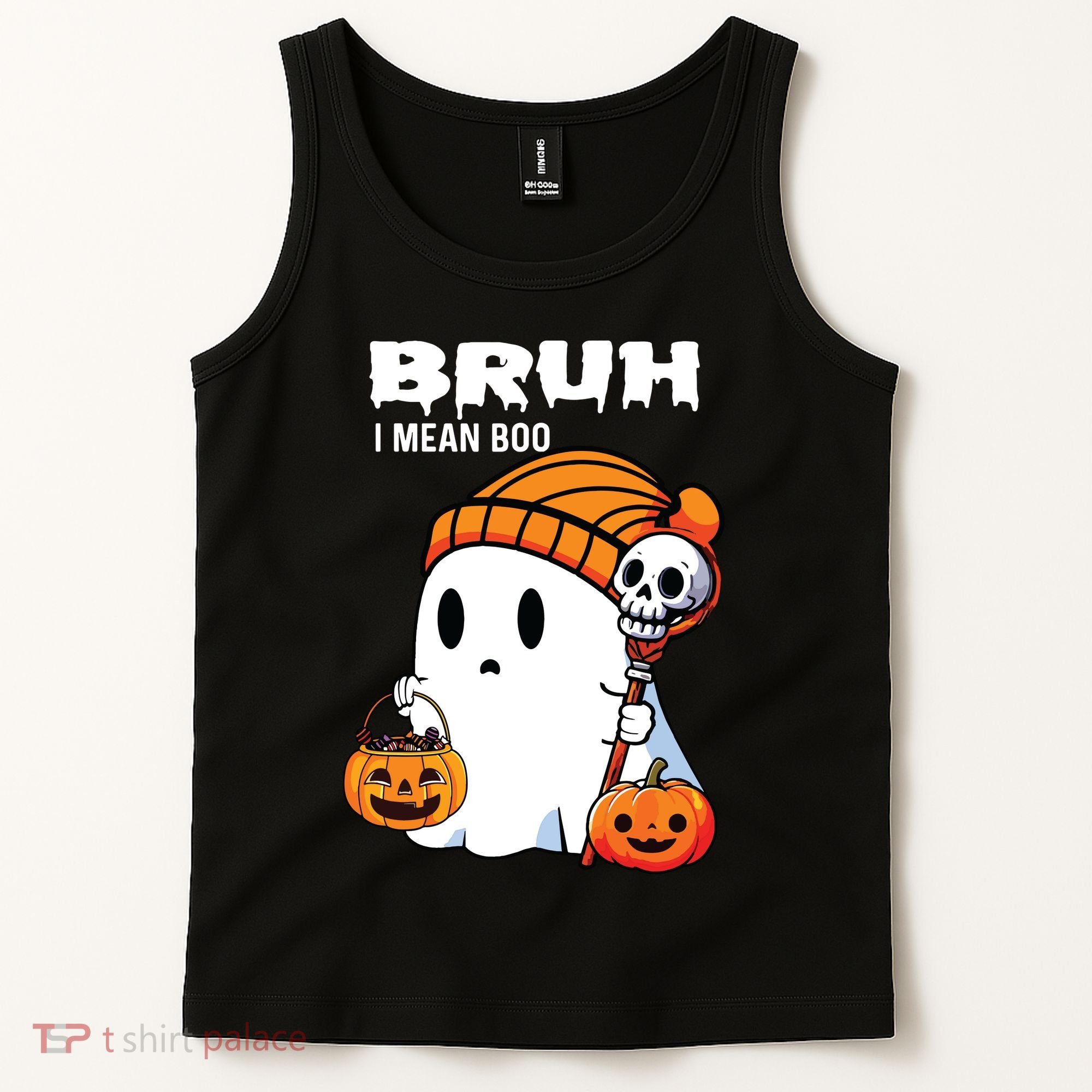Halloween Bruh I Mean Boo Ghost Funny Tank Top