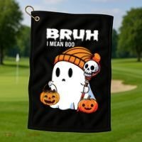 Halloween Bruh I Mean Boo Ghost Funny Golf Towel thumb 1
