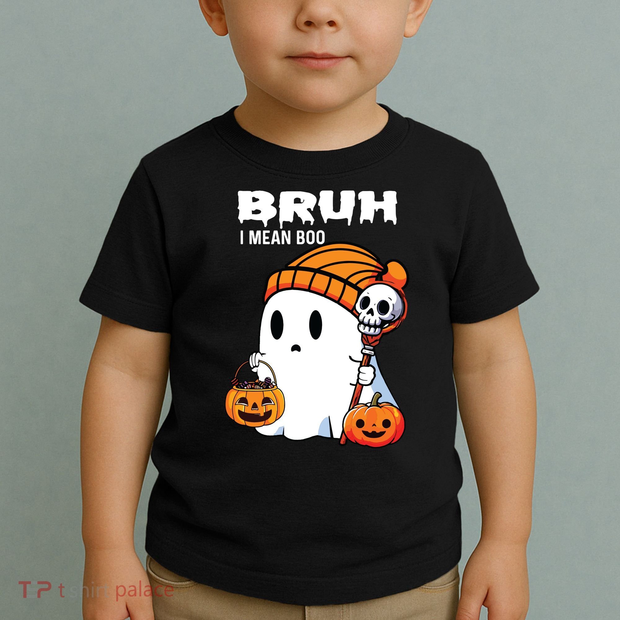 Halloween Bruh I Mean Boo Ghost Funny Toddler T-Shirt