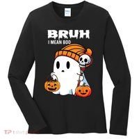 Halloween Bruh I Mean Boo Ghost Funny Women's Long Sleeve Shirt thumb 0