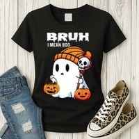 Halloween Bruh I Mean Boo Ghost Funny Women's T-Shirt thumb 3