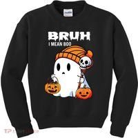 Halloween Bruh I Mean Boo Ghost Funny Kids Sweatshirt thumb 0