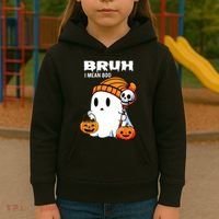 Halloween Bruh I Mean Boo Ghost Funny Kids Hoodie thumb 3