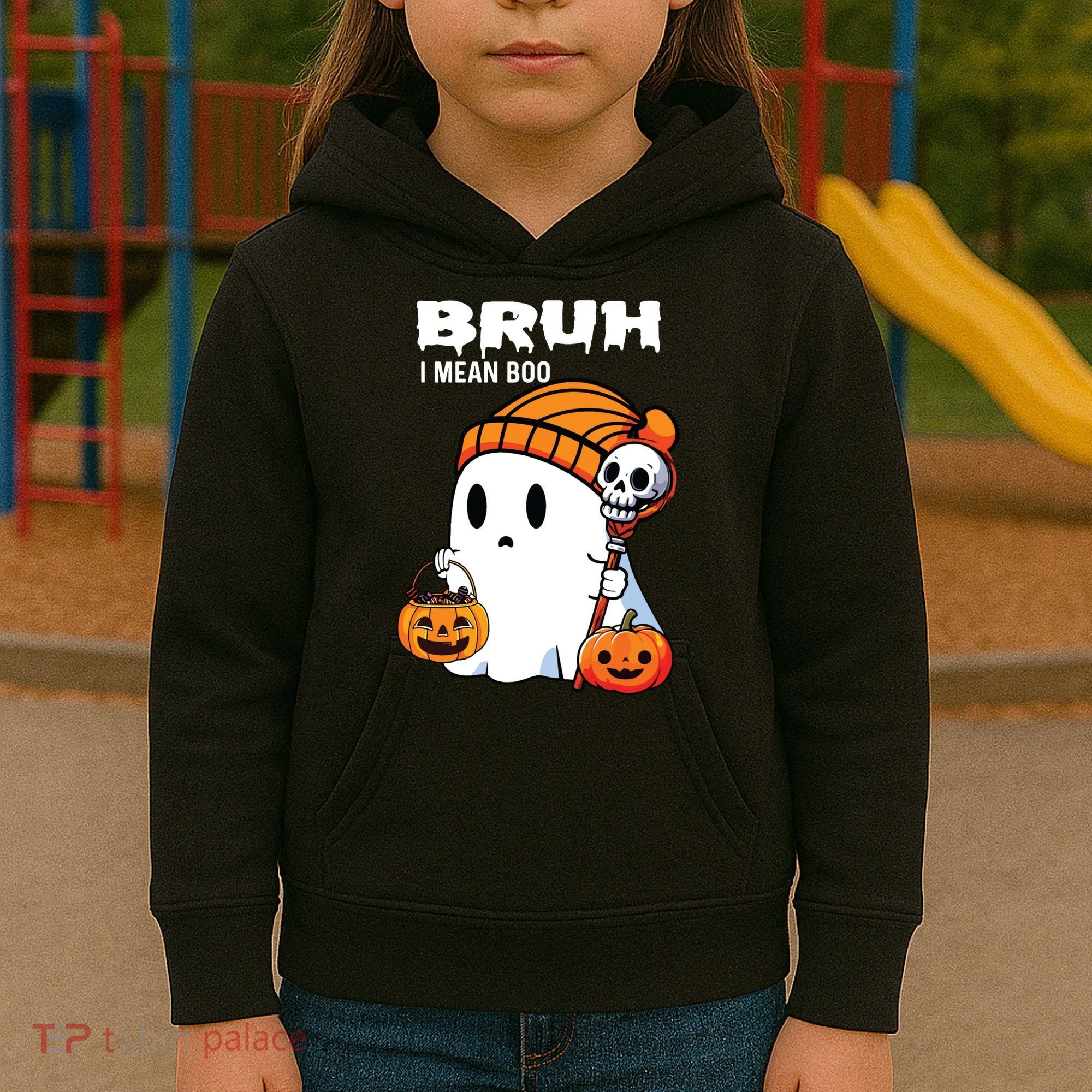 Halloween Bruh I Mean Boo Ghost Funny Kids Hoodie