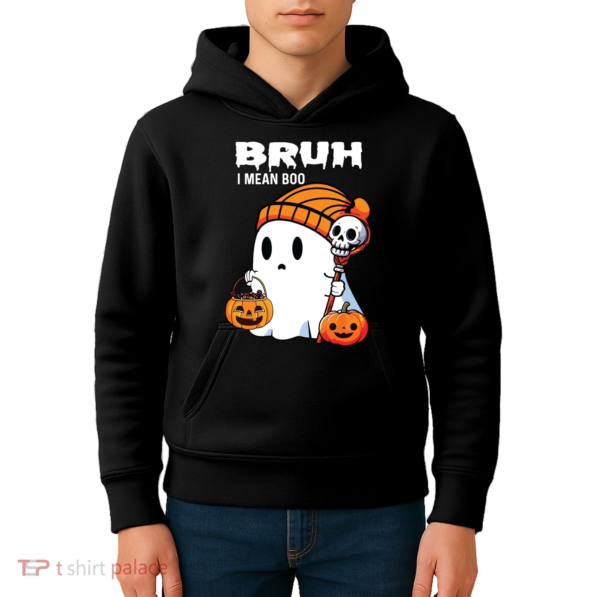 Halloween Bruh I Mean Boo Ghost Funny Kids Hoodie