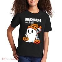 Halloween Bruh I Mean Boo Ghost Funny Kids T-Shirt thumb 2