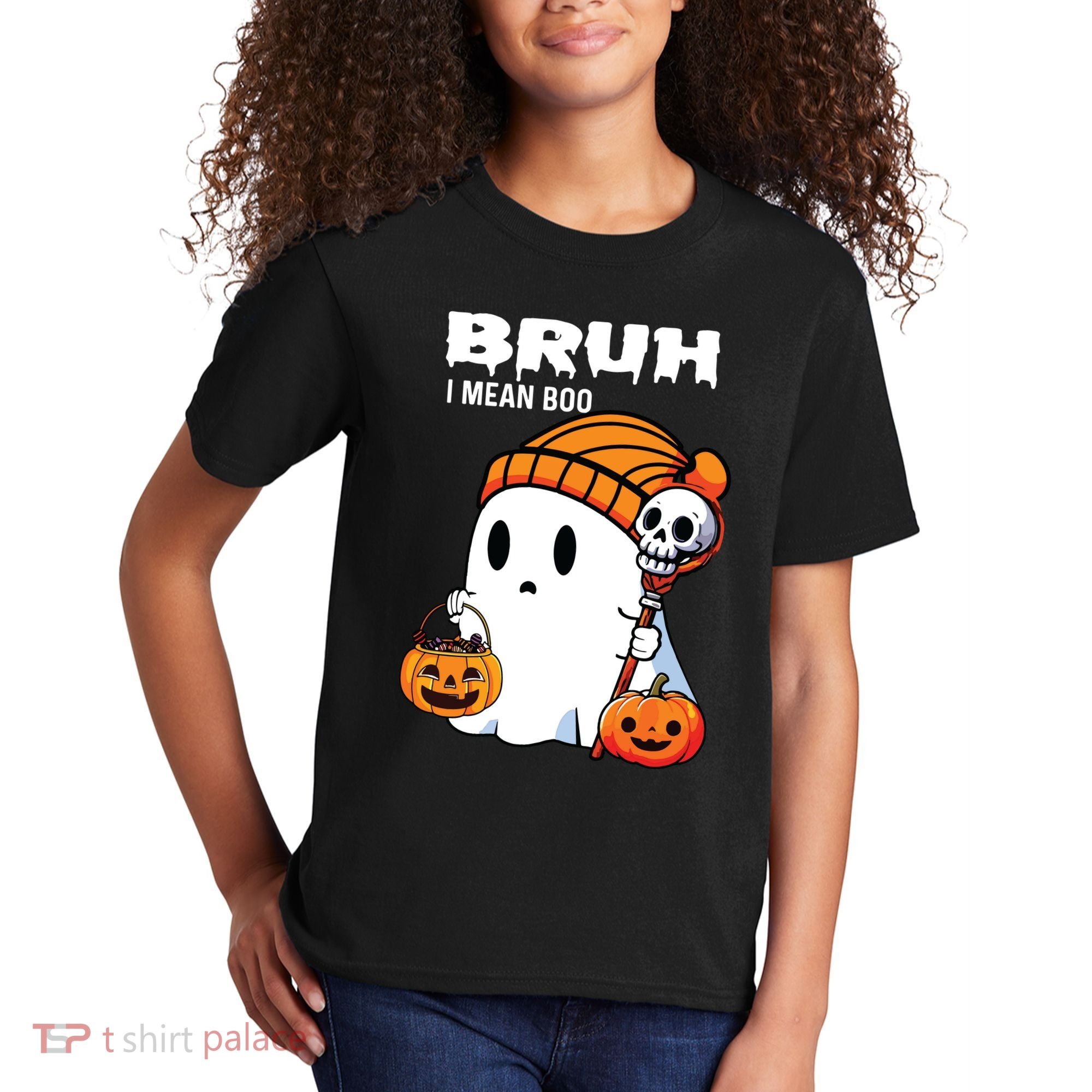 Halloween Bruh I Mean Boo Ghost Funny Kids T-Shirt