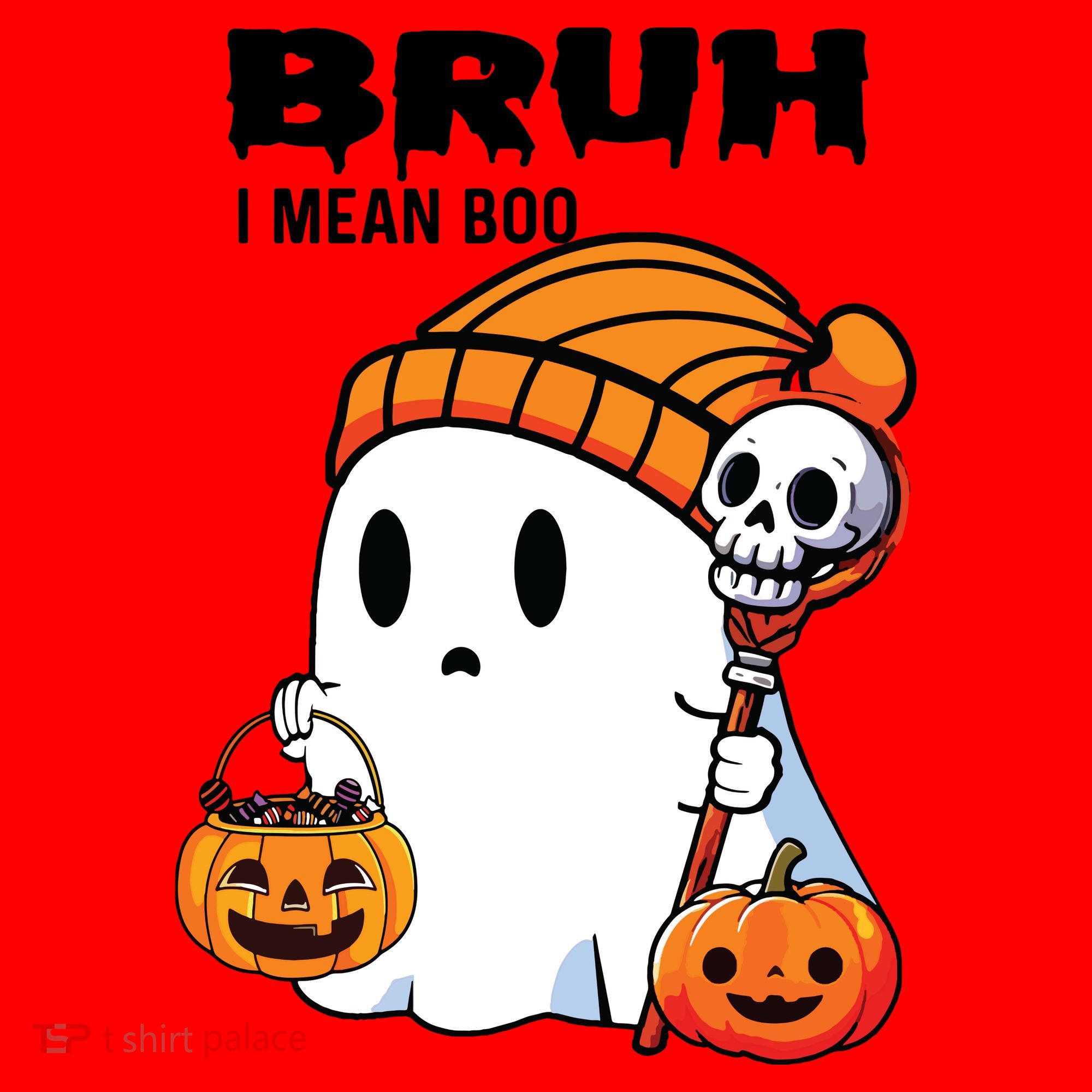 Halloween Bruh I Mean Boo Ghost Funny Santa Hat
