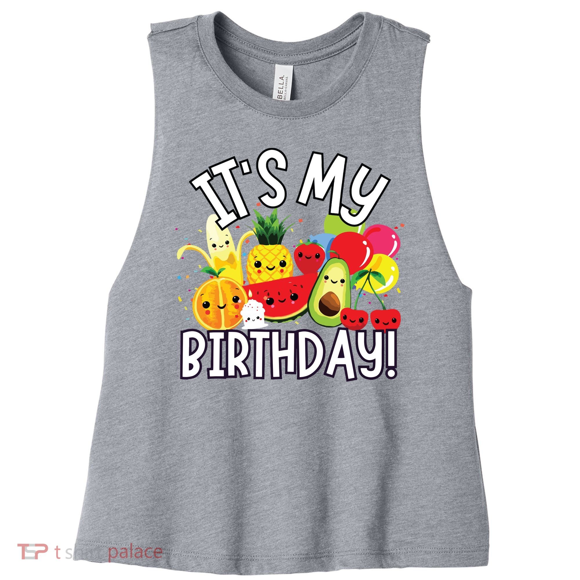 Hey Bear Its My Birthday Birthday Boy Girl Women's Racerback Cropped Tank