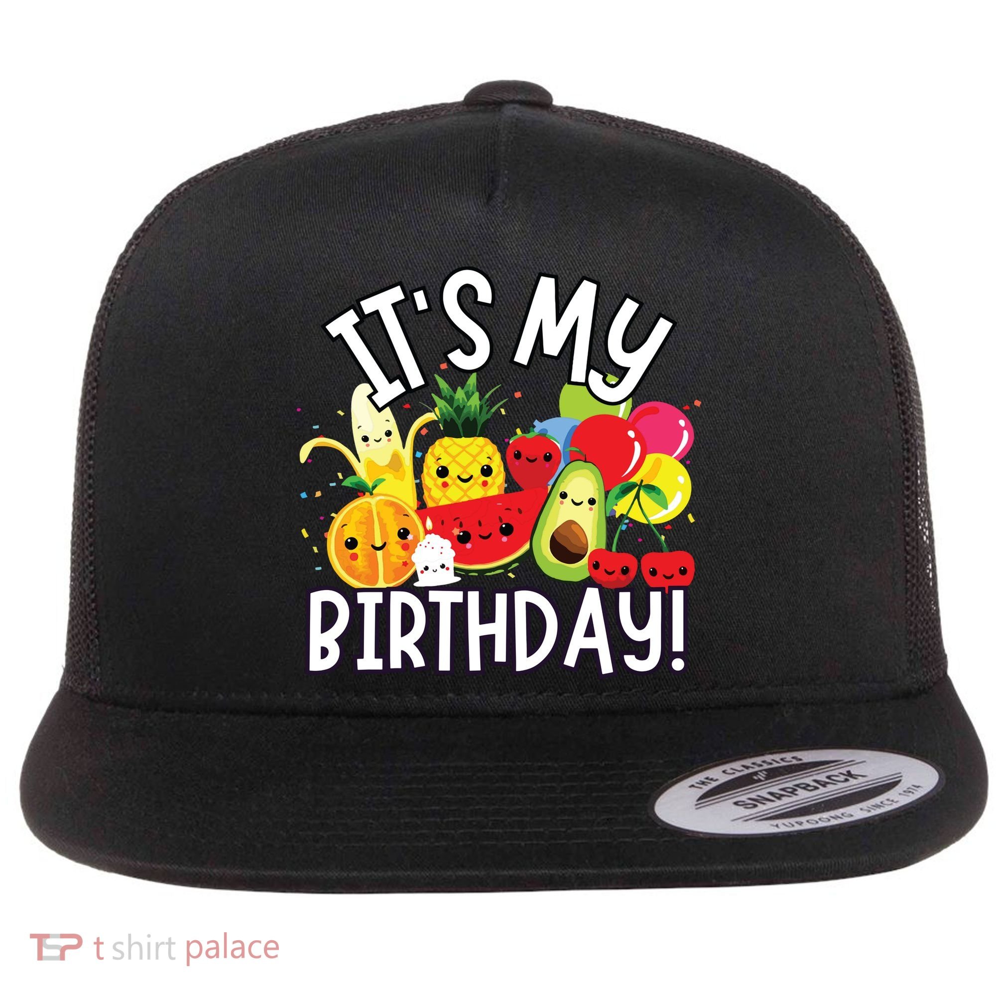 Hey Bear Its My Birthday Birthday Boy Girl Flat Bill Trucker Hat