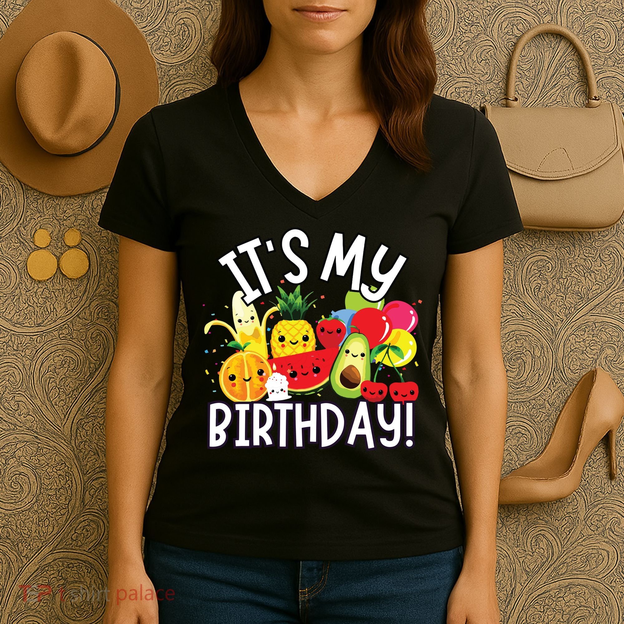 Hey Bear Its My Birthday Birthday Boy Girl Women's V-Neck T-Shirt