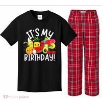 Hey Bear Its My Birthday Birthday Boy Girl Kids Plaid Pajama Set thumb 0