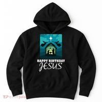 Happy Birthday Jesus  Christmas Advent Nativity Scene North  Hoodie thumb 0