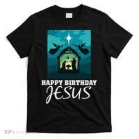 Happy Birthday Jesus  Christmas Advent Nativity Scene North  T-Shirt thumb 0