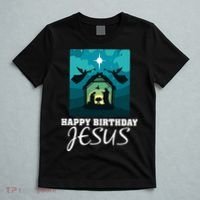 Happy Birthday Jesus  Christmas Advent Nativity Scene North  T-Shirt thumb 5