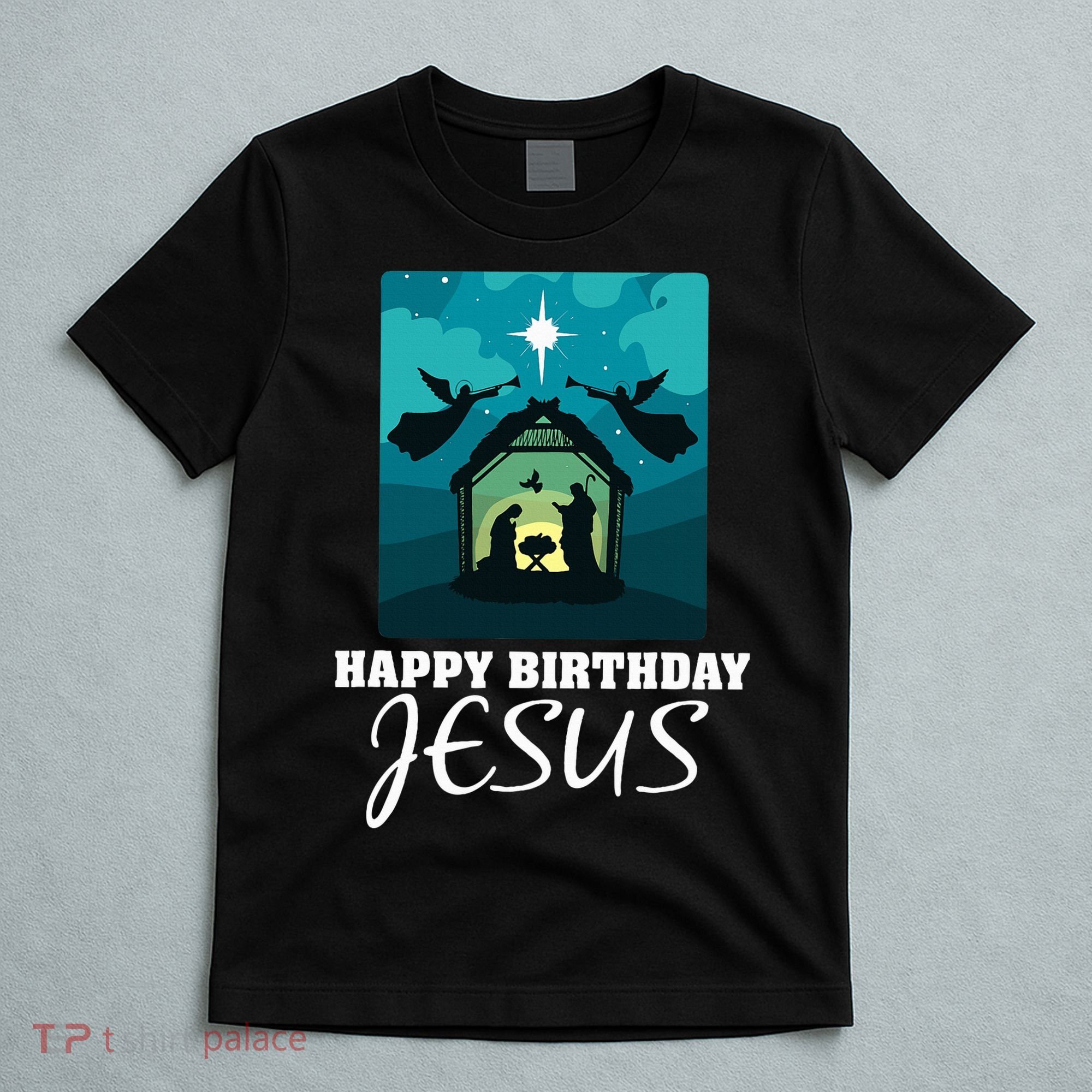 Happy Birthday Jesus  Christmas Advent Nativity Scene North  T-Shirt