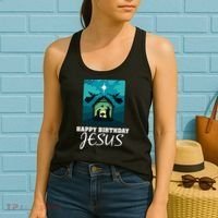 Happy Birthday Jesus  Christmas Advent Nativity Scene North  Women's Tank Top thumb 2