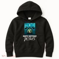 Happy Birthday Jesus  Christmas Advent Nativity Scene North  Kids Hoodie thumb 0
