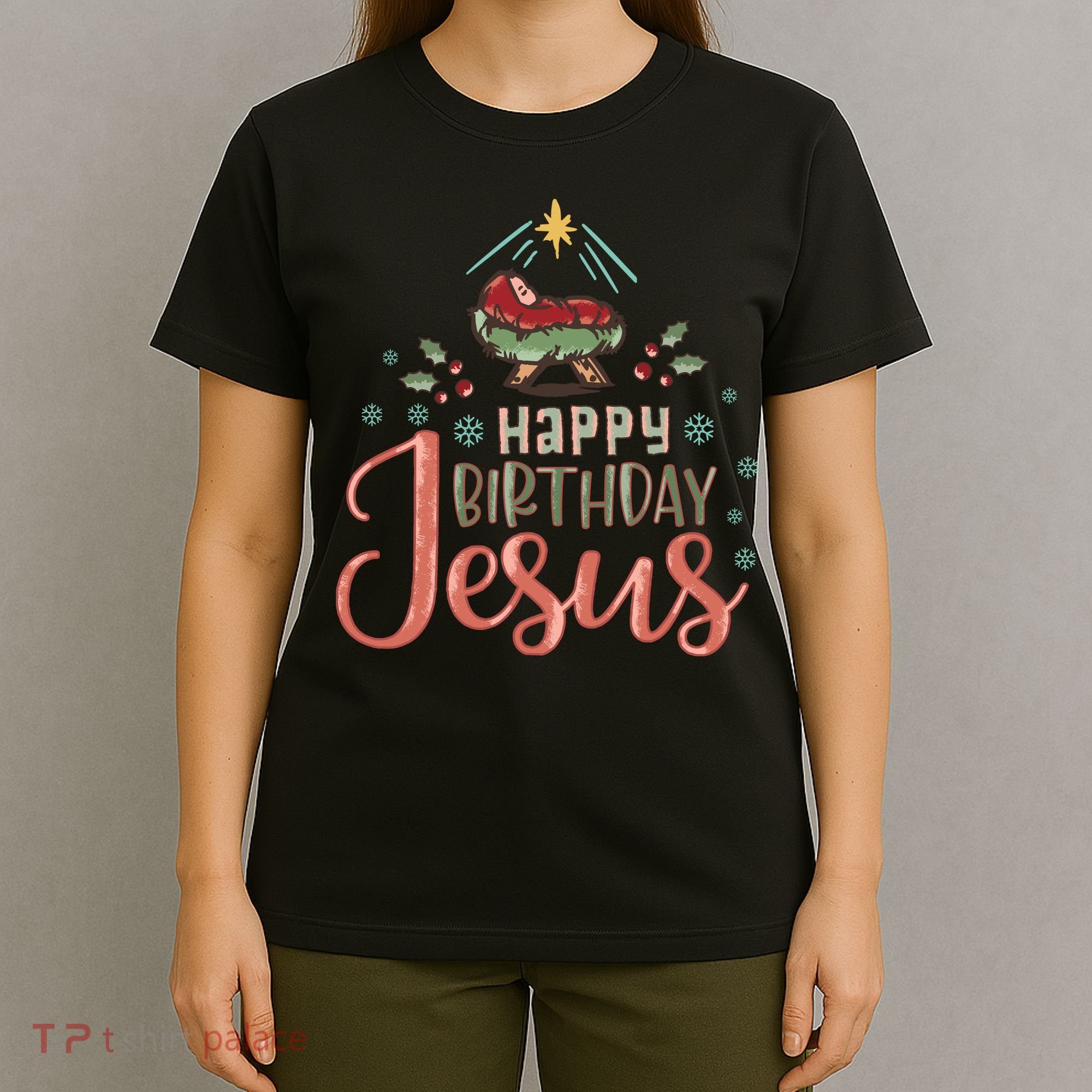 Happy Birthday Jesus Christ The Savior Is Born Christian Retro Christmas T-Shirt