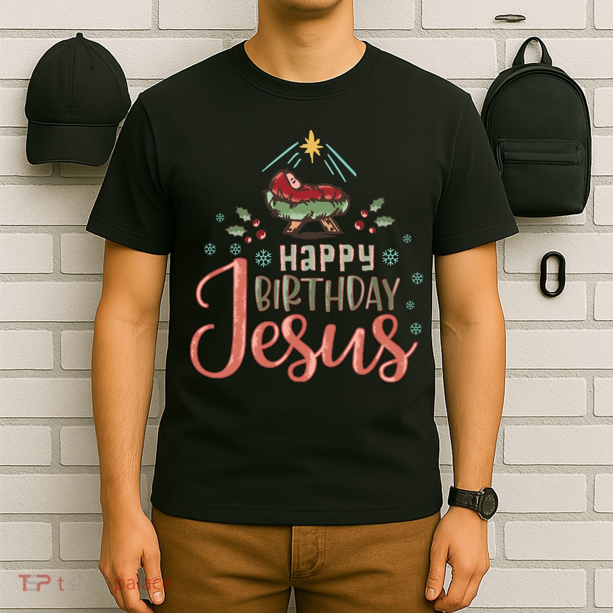 Happy Birthday Jesus Christ The Savior Is Born Christian Retro Christmas T-Shirt