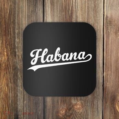 Habana Baseball Jersey Script Vintage Retro Style Coaster