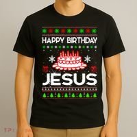 Happy Birthday Jesus Ugly Christmas T-Shirt thumb 3