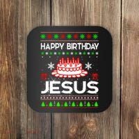 Happy Birthday Jesus Ugly Christmas Coaster thumb 0