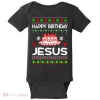 Happy Birthday Jesus Ugly Christmas Baby Bodysuit thumb 0