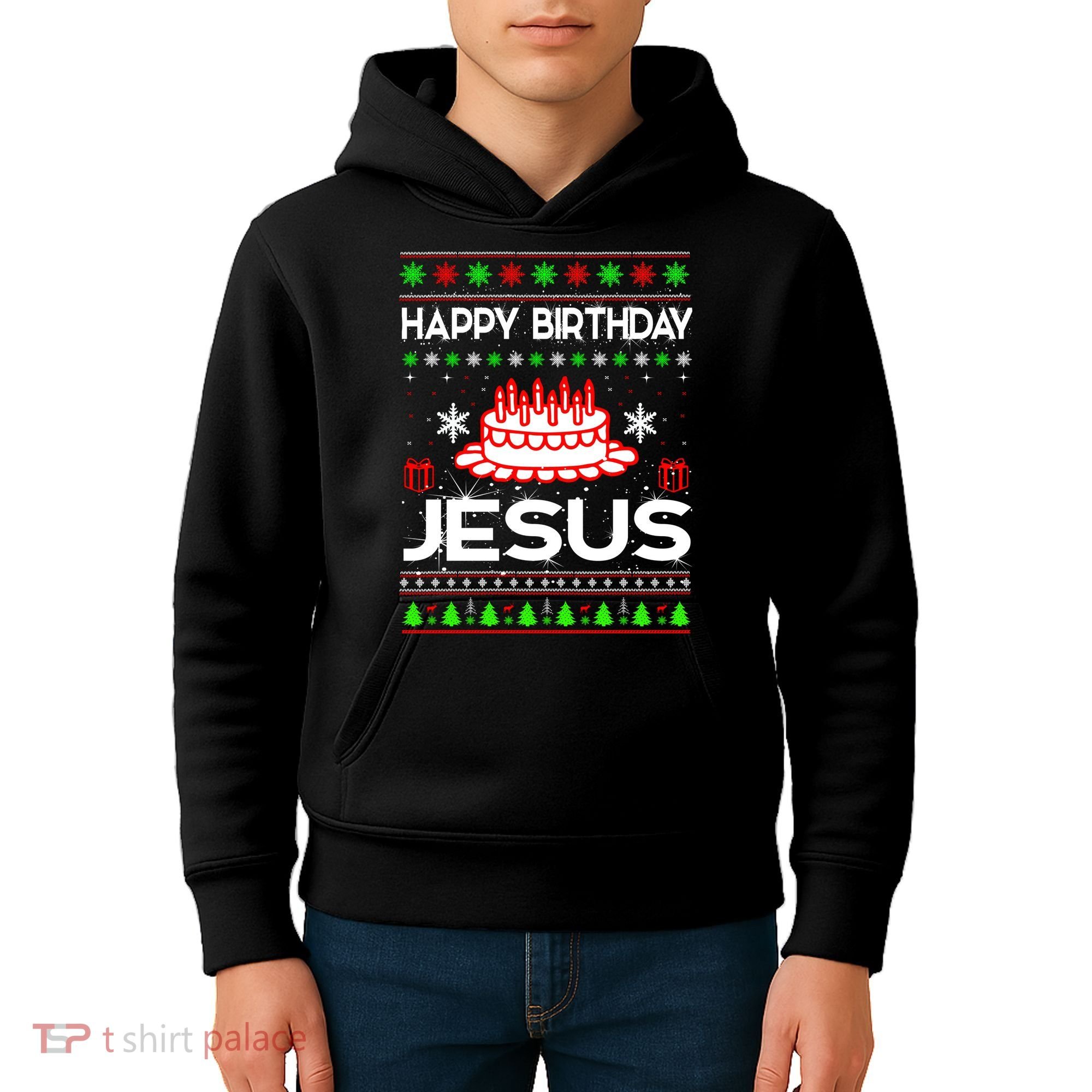 Happy Birthday Jesus Ugly Christmas Kids Hoodie