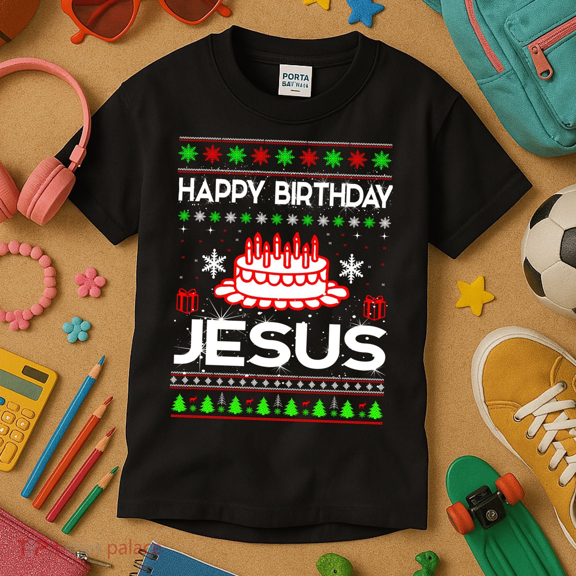Happy Birthday Jesus Ugly Christmas Kids T-Shirt