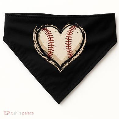 Heart Baseball Love USA-Made Doggie Bandana
