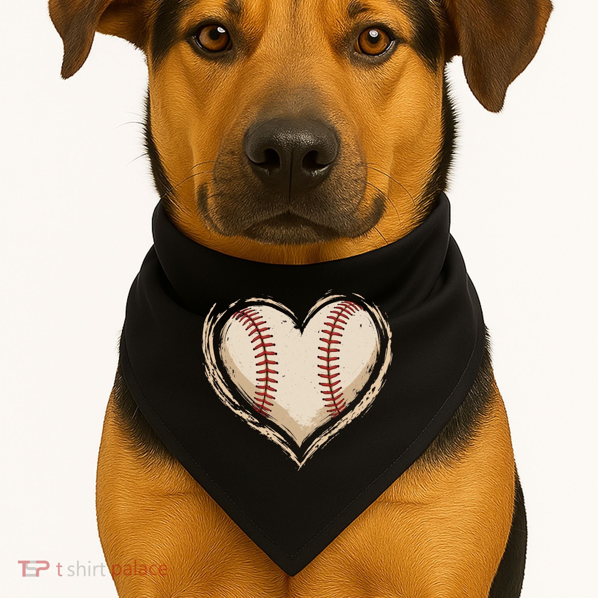 Heart Baseball Love USA-Made Doggie Bandana
