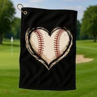 Heart Baseball Love Golf Towel thumb 1