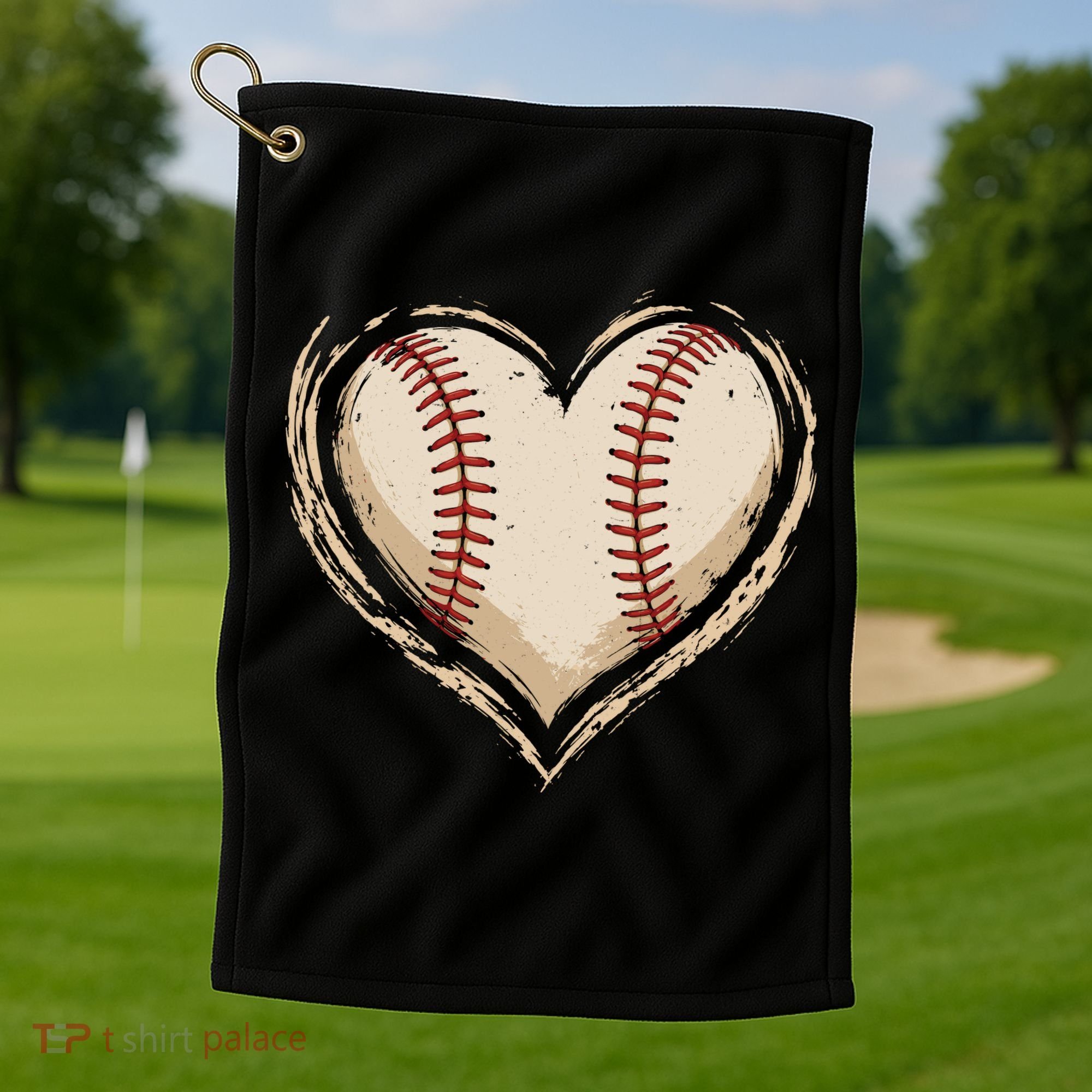 Heart Baseball Love Golf Towel