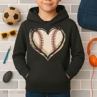 Heart Baseball Love Kids Hoodie thumb 2