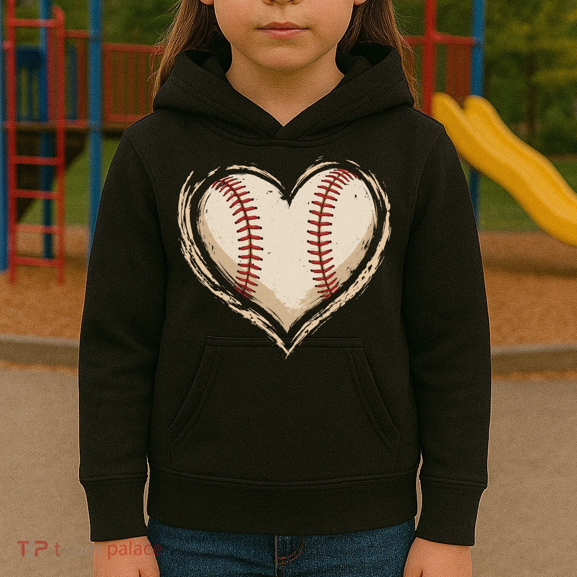 Heart Baseball Love Kids Hoodie