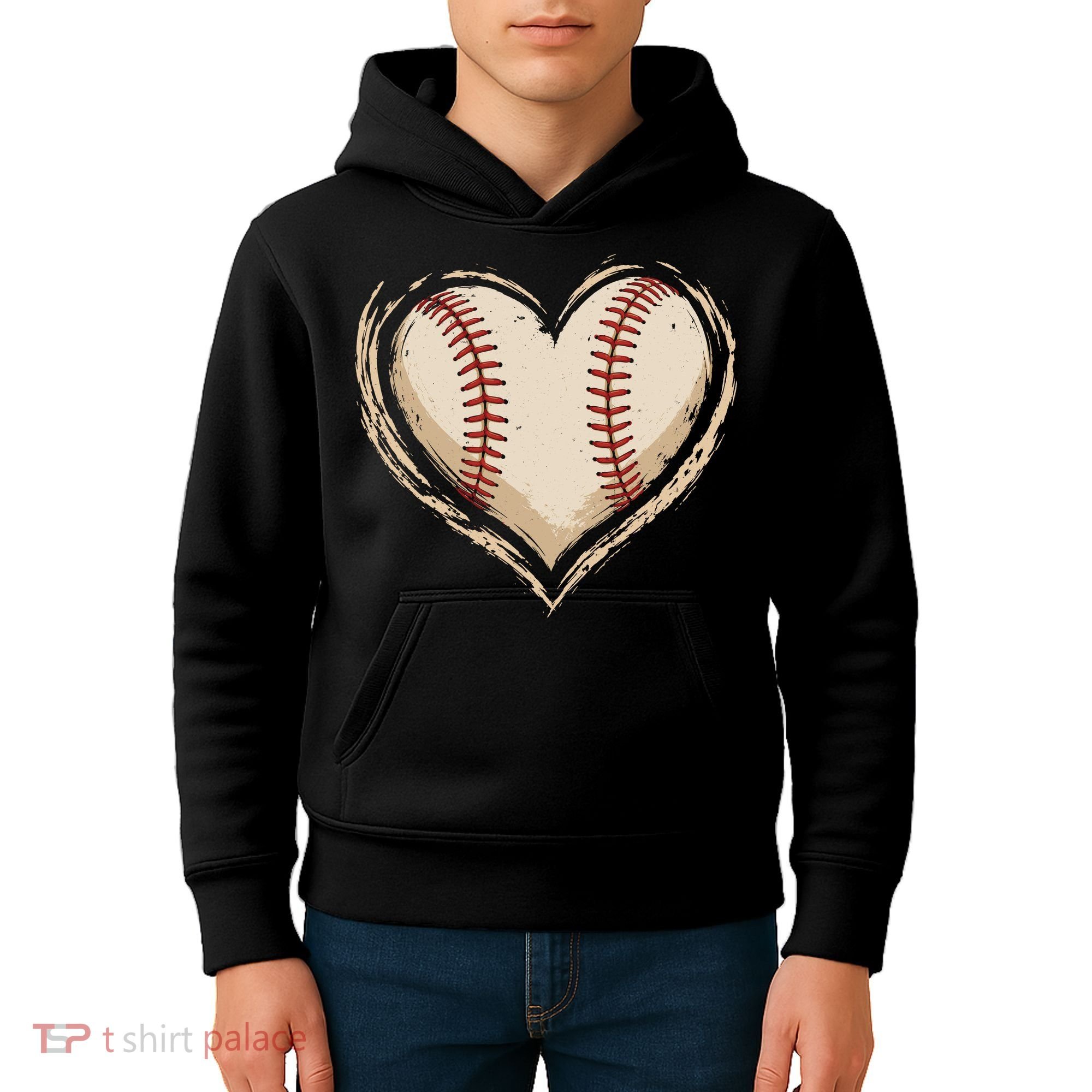 Heart Baseball Love Kids Hoodie