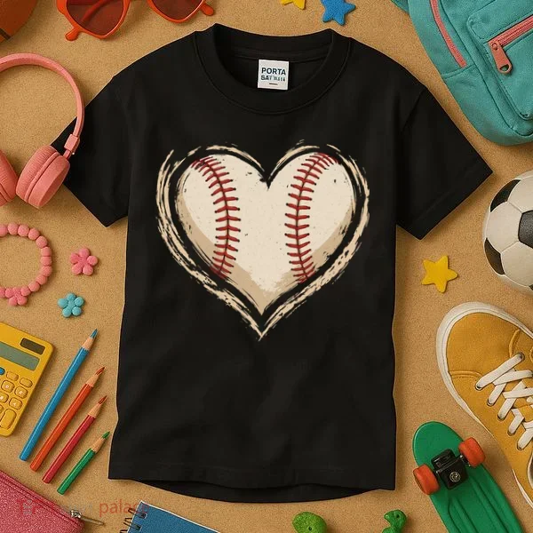 Heart Baseball Love Kids T-Shirt