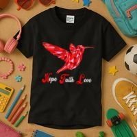 Humming Bird Love Faith Hope World AIDS Day Kids T-Shirt thumb 3