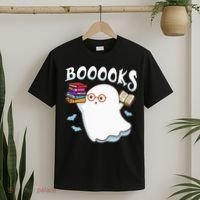Halloween Books Librarian English Teacher Reader Reading T-Shirt thumb 2