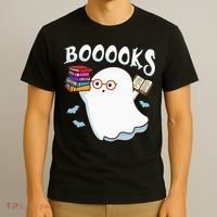 Halloween Books Librarian English Teacher Reader Reading T-Shirt thumb 3