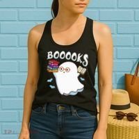 Halloween Books Librarian English Teacher Reader Reading Women's Tank Top thumb 2
